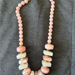 Vintage Pink Beaded Statement Necklace Very Cute